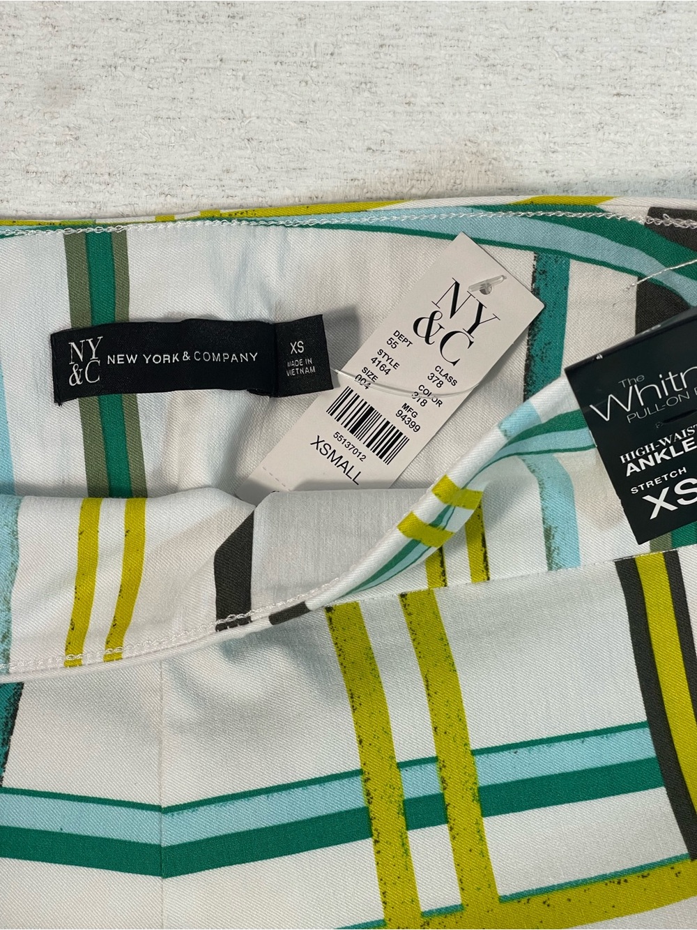 NY&C  The Whitney Pull On Pant High Waist Ankle X-Small multi-color, SKU#0394 - Picture 6 of 7